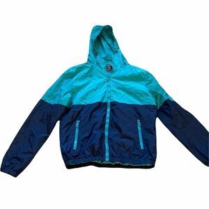 XIOS New York Light Jacket Blue and Green Windbreaker XL Zip Up